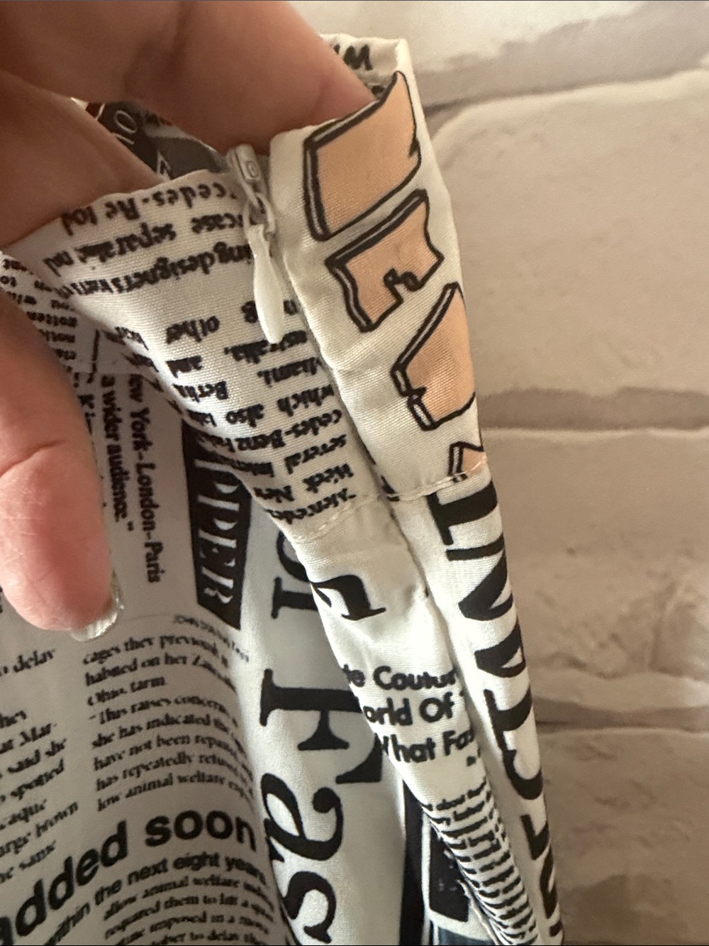 SHEIN Black & White Newspaper Print Wide Leg Pants - Picture 4 of 6